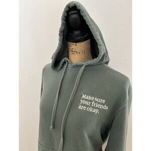 Vintage Y2K Sage Green Faded Sun Washed Hoodie Hooded Sweatshirt  Make Sure Your